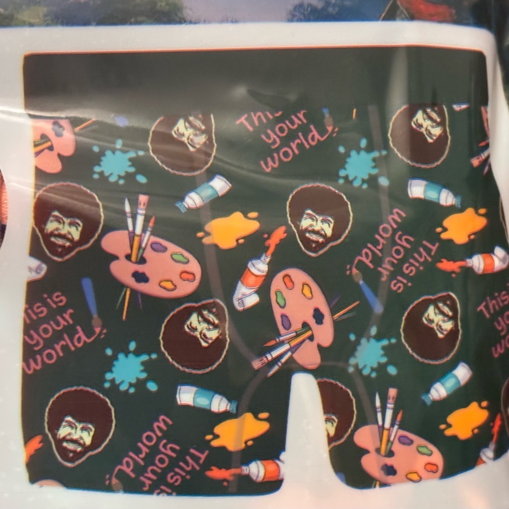 Bob Ross Joy of Painting Boxer Briefs and Socks - Brown and Blue - Picture 2 of 9